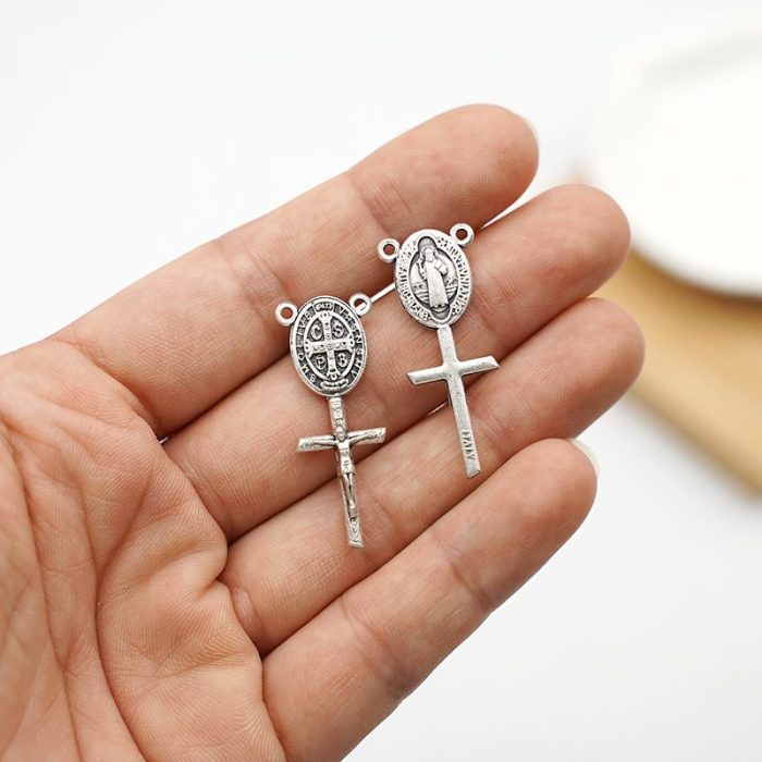 DIY小吊坠-圣本笃-锌合金-3.5cm - 图片 3