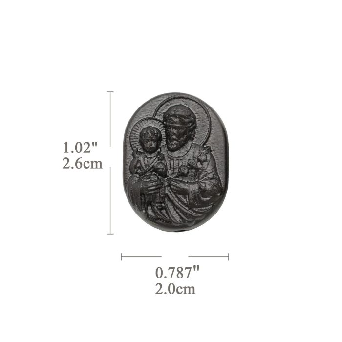 DIY双通-若瑟抱耶稣-椭圆形-黑檀木-2.6cm - 图片 2