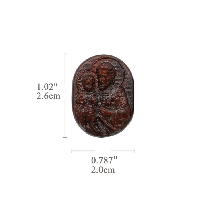DIY双通-若瑟抱耶稣-椭圆形-紫檀木-2.6cm - 图片 2
