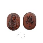 DIY双通-圣母抱耶稣-椭圆形-紫檀木-2.6cm