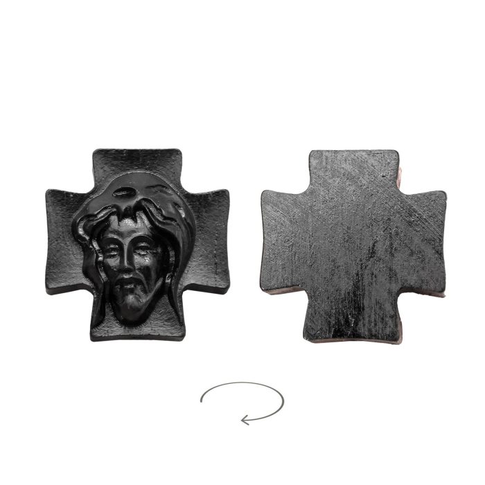 DIY双通-耶稣头像-方形十字-黑檀木-2.0/2.4cm