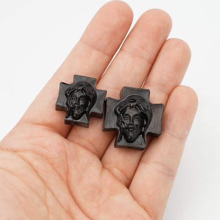 DIY双通-耶稣头像-方形十字-黑檀木-2.0/2.4cm - 图片 2