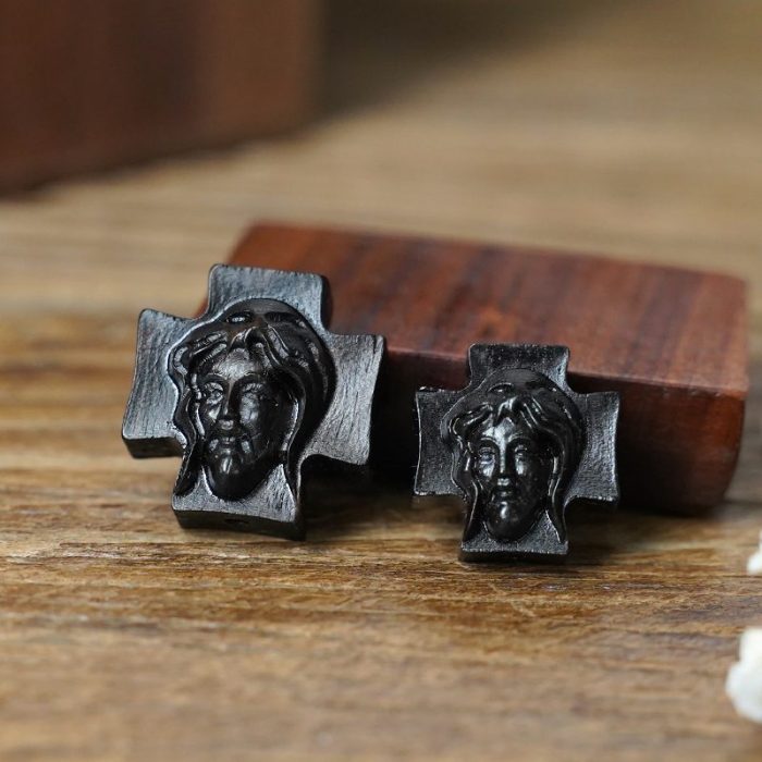 DIY双通-耶稣头像-方形十字-黑檀木-2.0/2.4cm - 图片 3