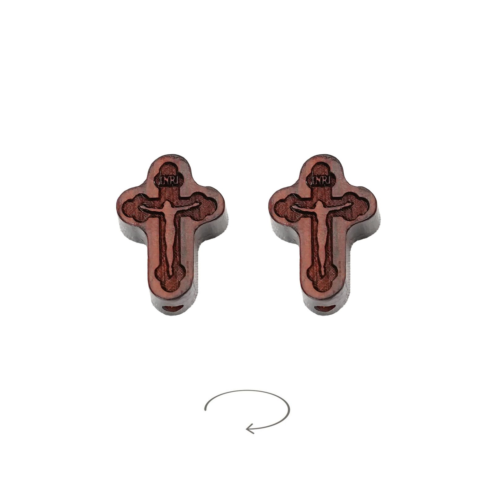 IC03P005-ZT17 DIY双通-十字架-激光雕刻凹凸-紫檀木-1.7cm - 图片 1