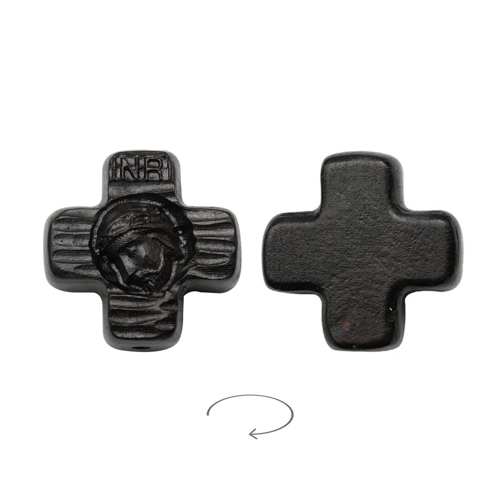 IC03P008-HT24 DIY双通-耶稣头像-圆角-黑檀木-2.4cm - 图片 1