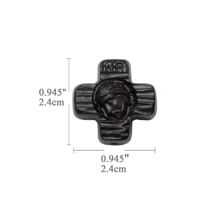 DIY双通-耶稣头像-圆角-黑檀木-2.4cm - 图片 2