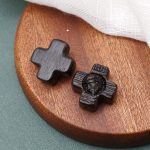 DIY双通-耶稣头像-圆角-黑檀木-2.4cm - 图片 4