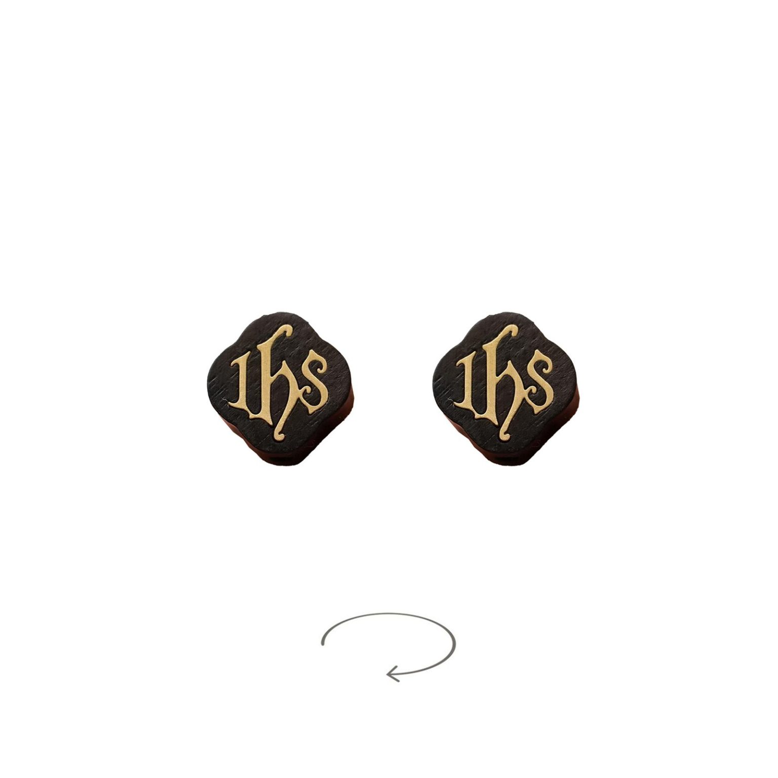 DIY双通-IHS字母-黄铜嵌木-黑檀木-1.2cm