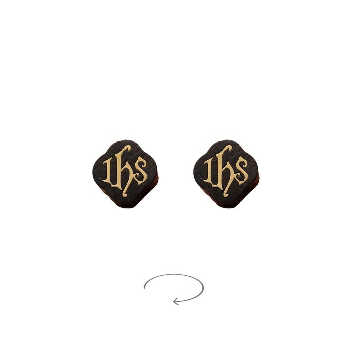 DIY双通-IHS-十字架-黄铜嵌木-黑檀木-1.2cm
