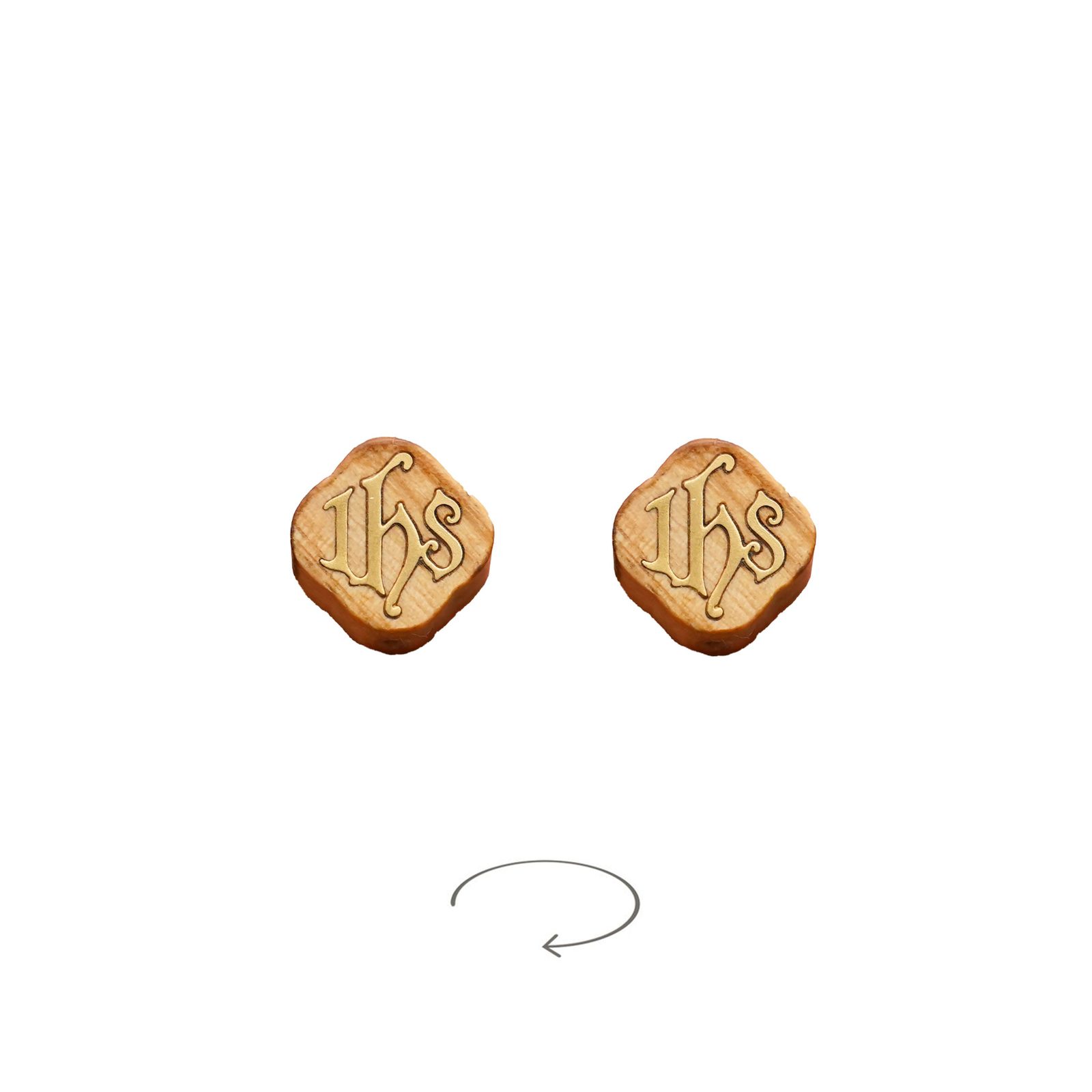 IC03P014-UL12 DIY双通-IHS-十字架-黄铜嵌木-橄榄木-1.2cm - 图片 1
