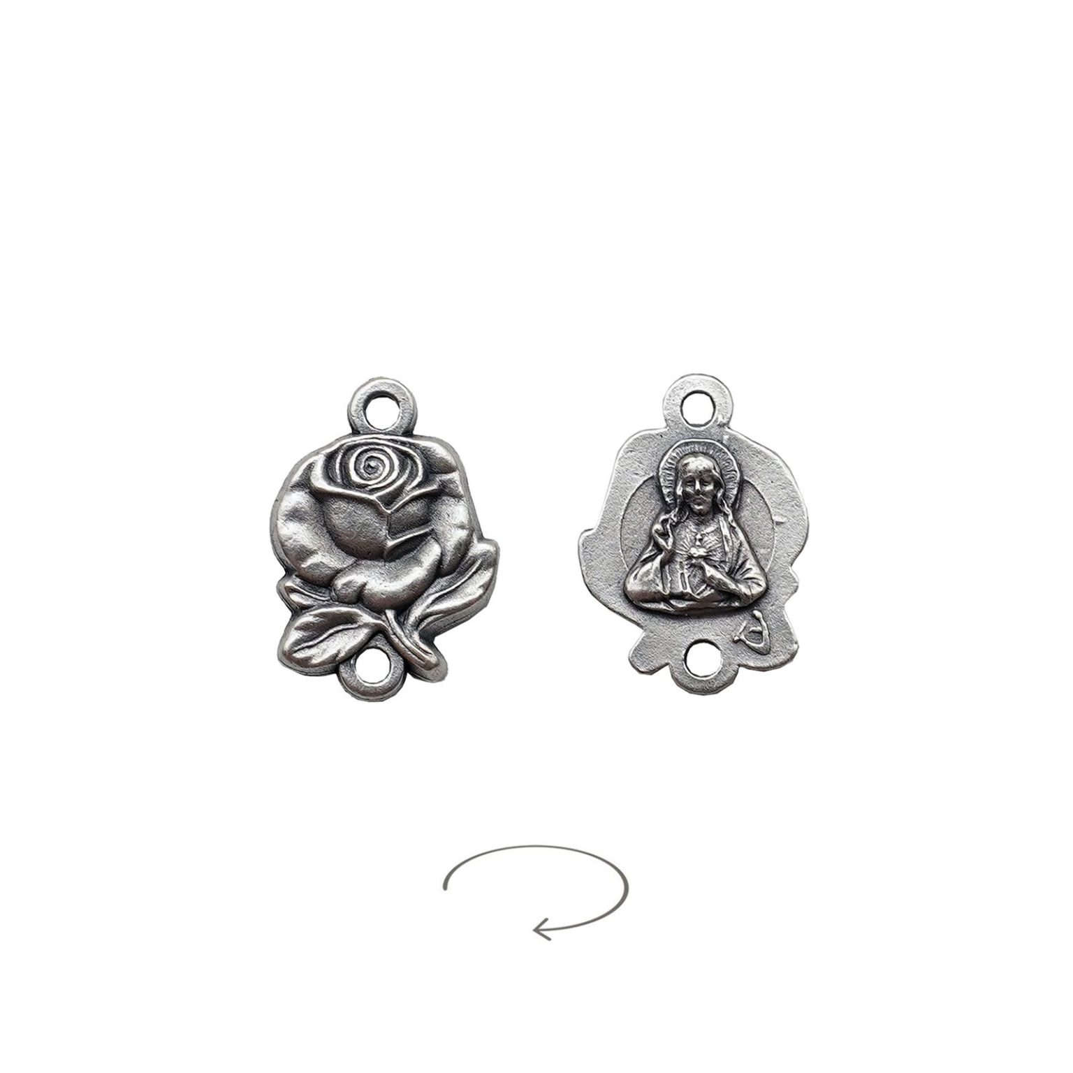 DIY双通-玫瑰花天主经-耶稣圣心-1.4cm