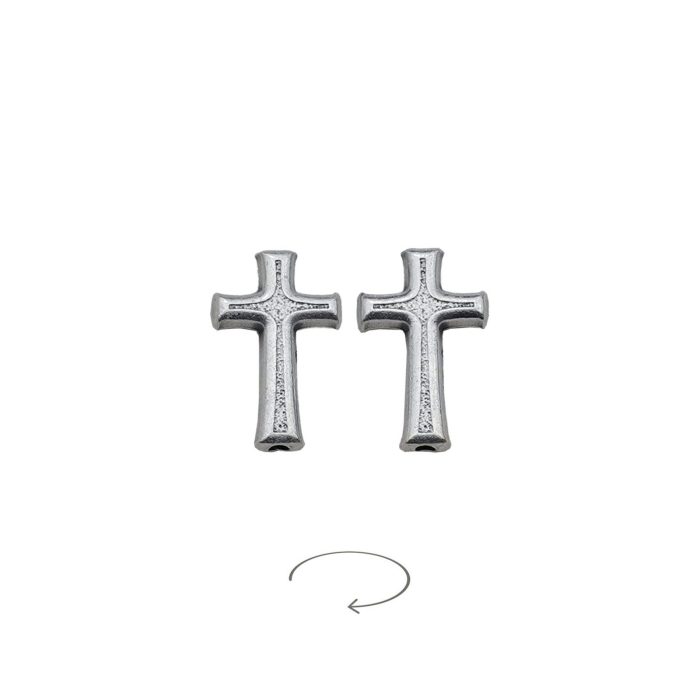 DIY双通-十字架-普通款-锌合金-镀银-1.6cm