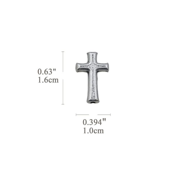 DIY双通-十字架-普通款-锌合金-镀银-1.6cm - 图片 2