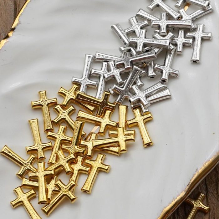 DIY双通-十字架-普通款-锌合金-镀银-1.6cm - 图片 3