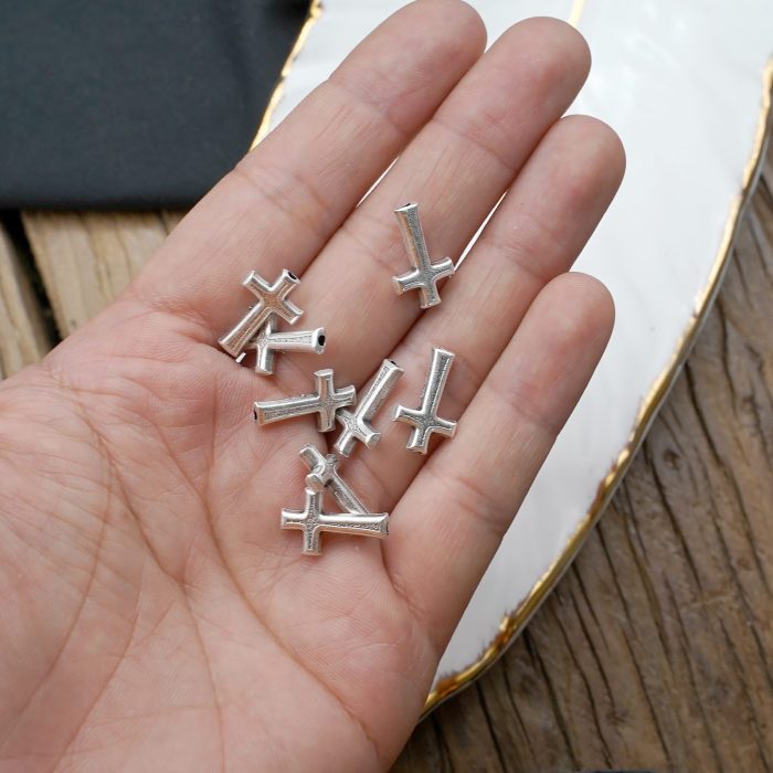 DIY双通-十字架-普通款-锌合金-镀银-1.6cm - 图片 4