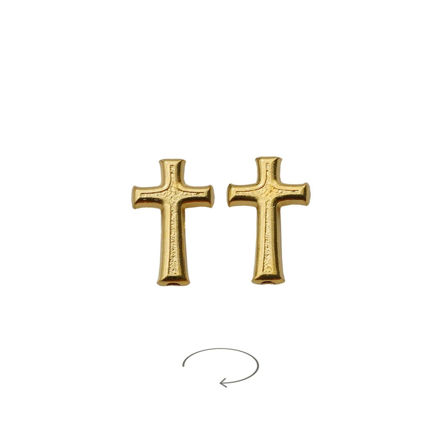 DIY双通-十字架-普通款-锌合金-金色-1.6cm