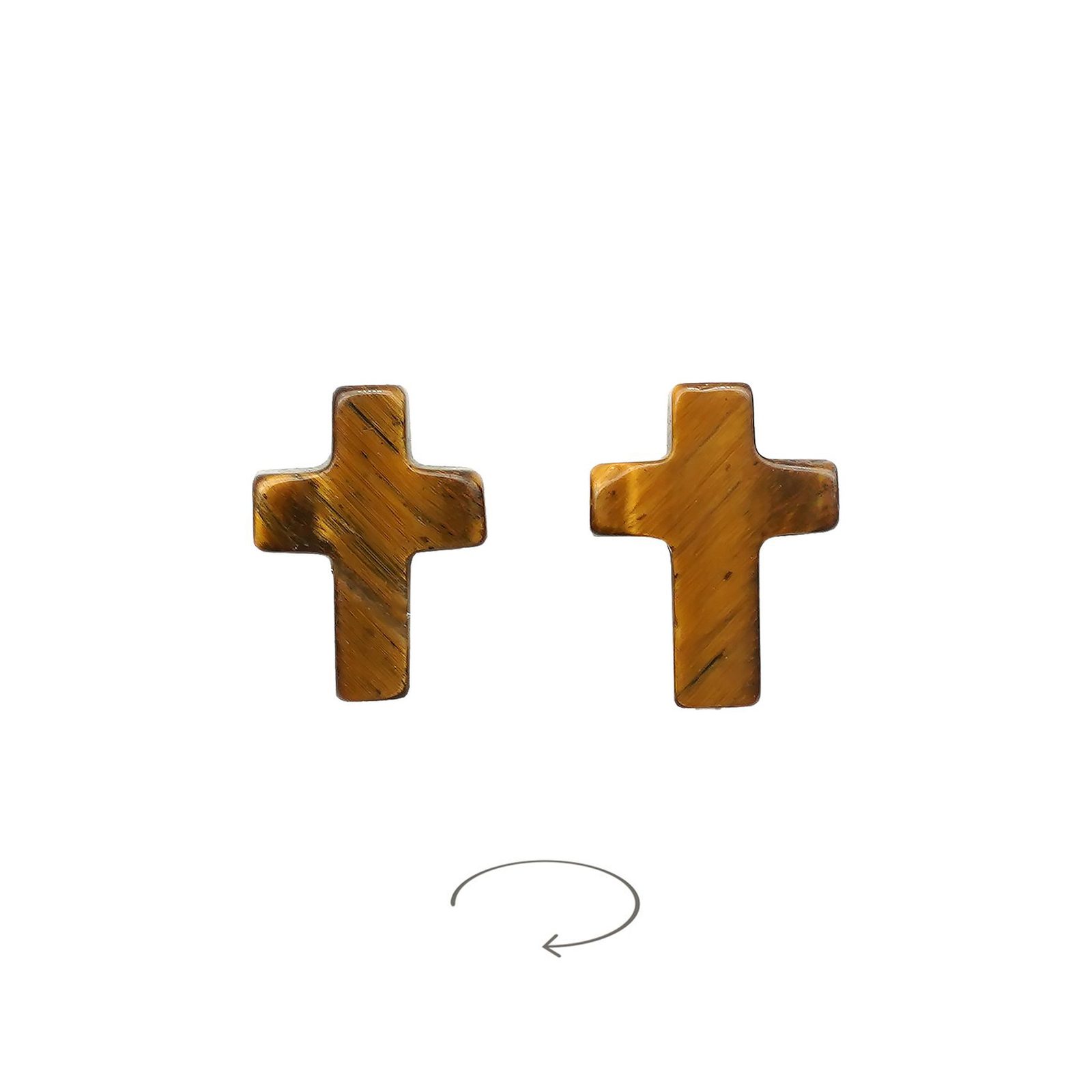 IC03P038 DIY双通-十字架-虎眼石-1.6x1.2cm - 图片 1