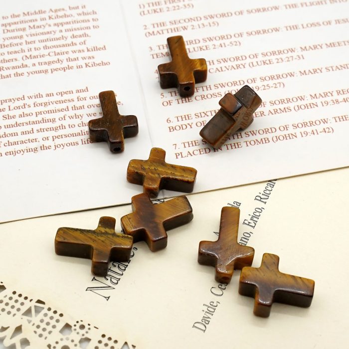 DIY双通-十字架-虎眼石-1.6x1.2cm - 图片 4