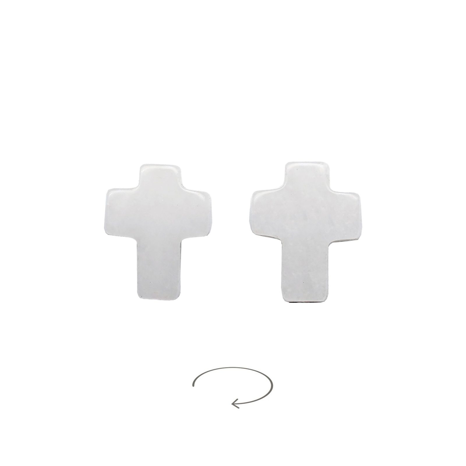 IC03P040 DIY双通-十字架-白玉-1.6x1.2cm - 图片 1