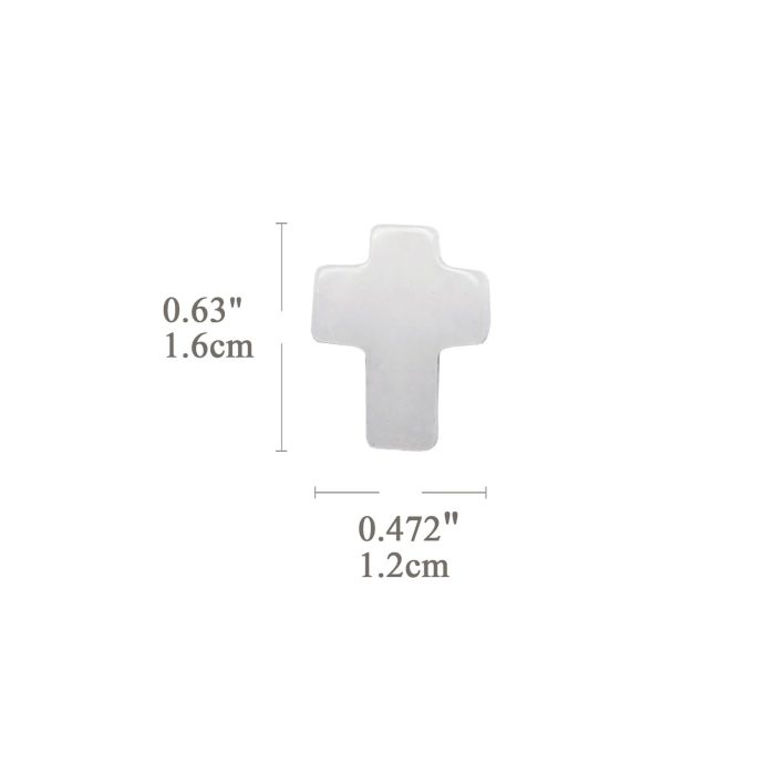 DIY双通-十字架-白玉-1.6x1.2cm - 图片 2