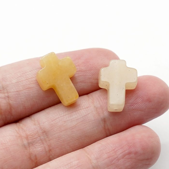 DIY双通-十字架-黄玉-1.6x1.2cm - 图片 3