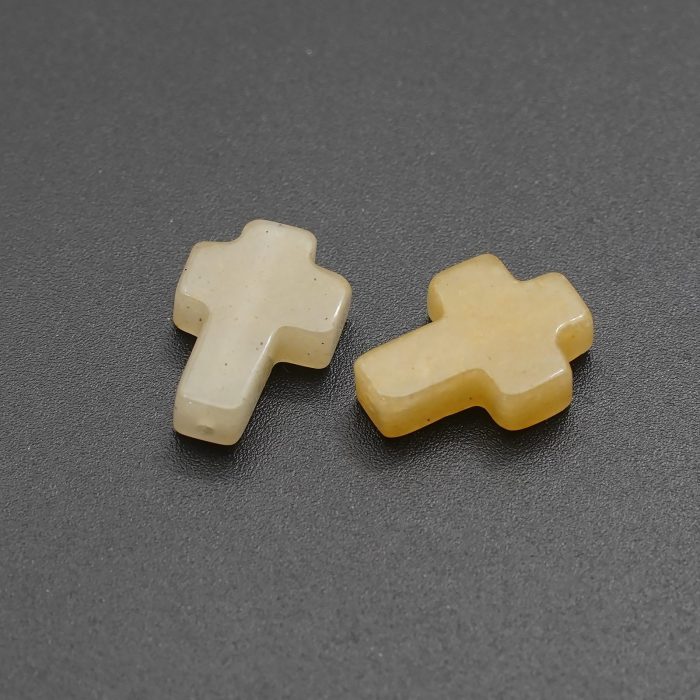 DIY双通-十字架-黄玉-1.6x1.2cm - 图片 4