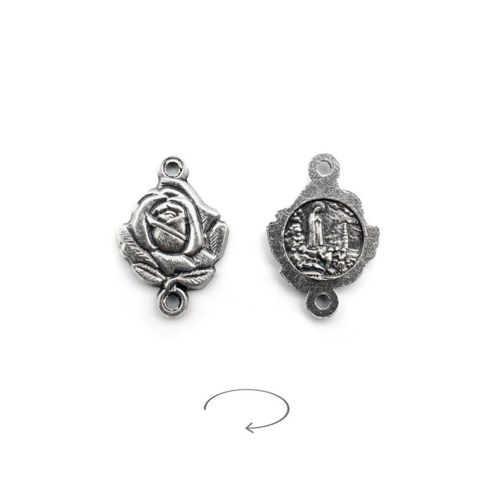 DIY双通-法蒂玛玫瑰花-锌合金-1.4cm