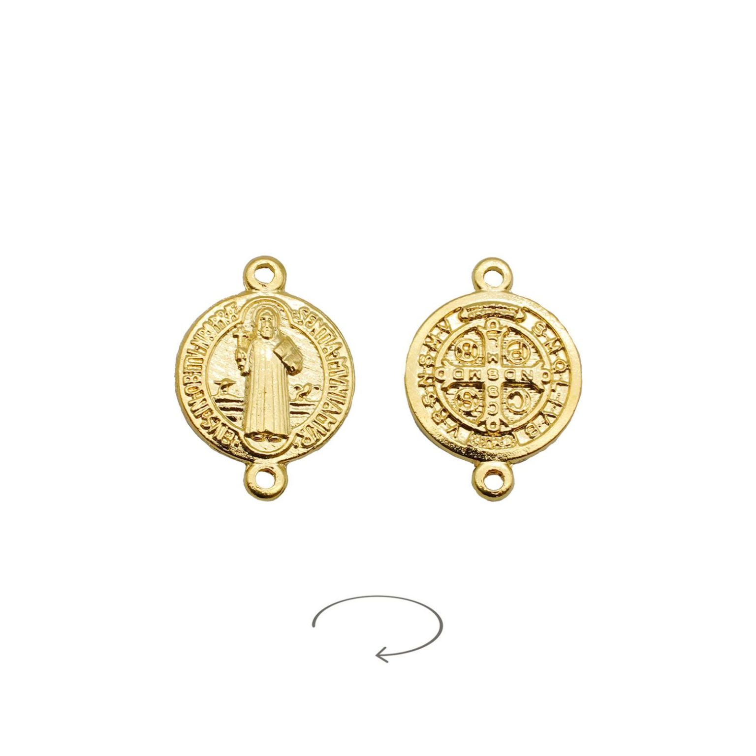 DIY双通-本笃-锌合金-金色-1.4cm