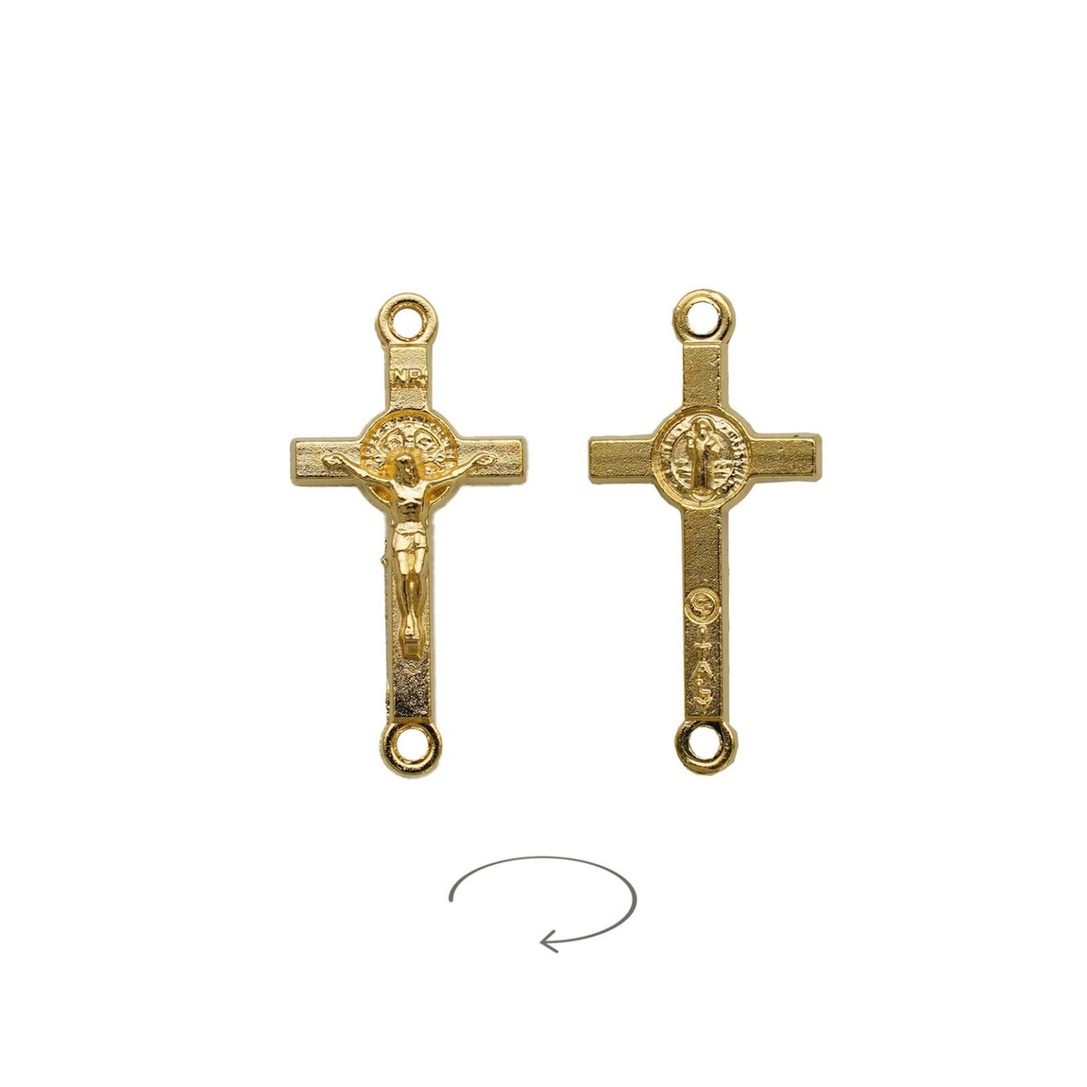 DIY双通-本笃-锌合金-金色-2cm