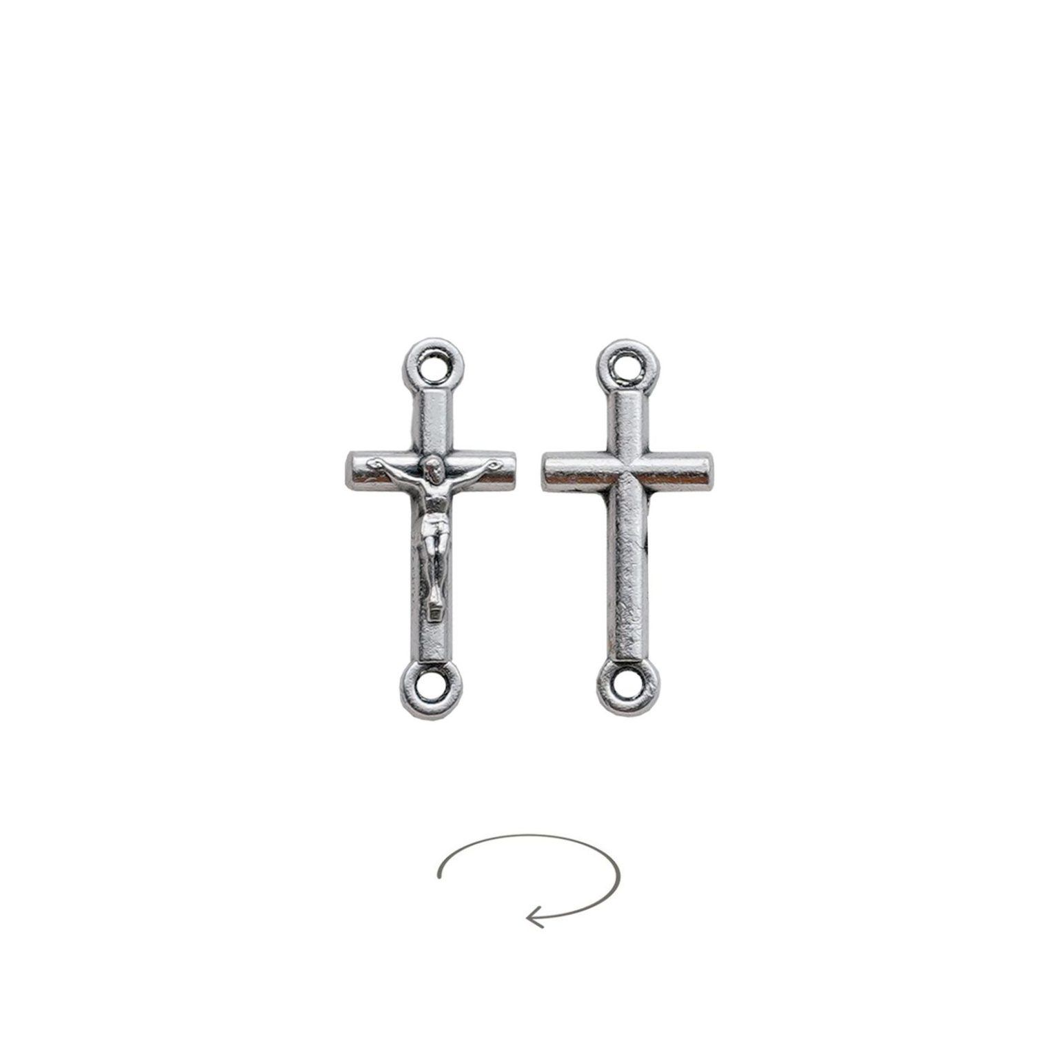 DIY双通-十字架-锌合金镀银-1.5cm