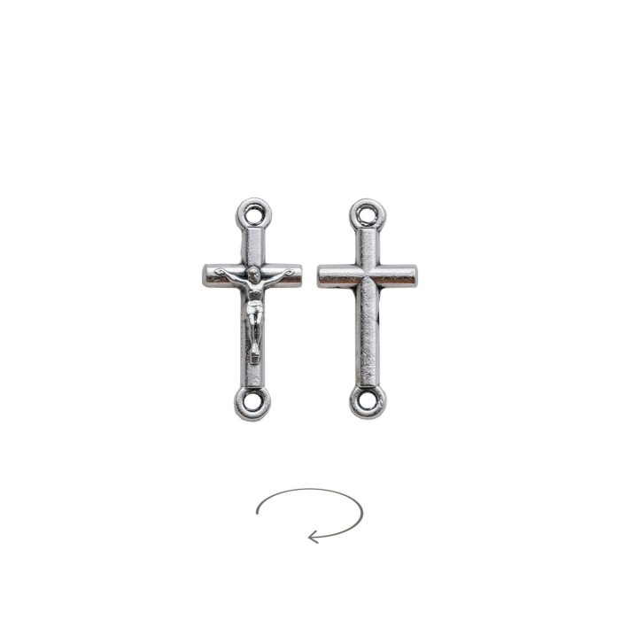 DIY双通-十字架-锌合金镀银-1.5cm