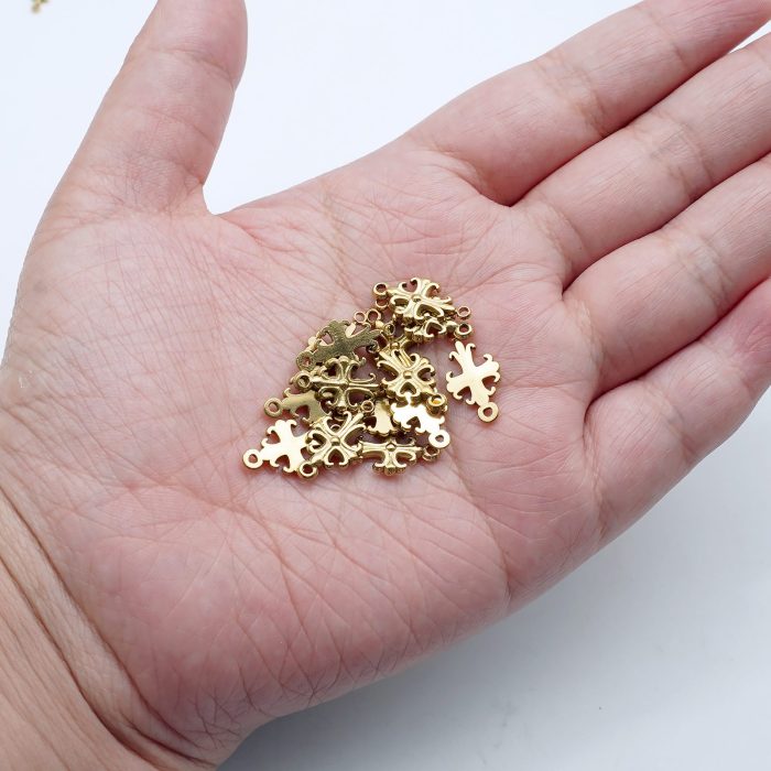 DIY双通-十字架-克罗心-黄铜-1.2x0.9cm - 图片 3