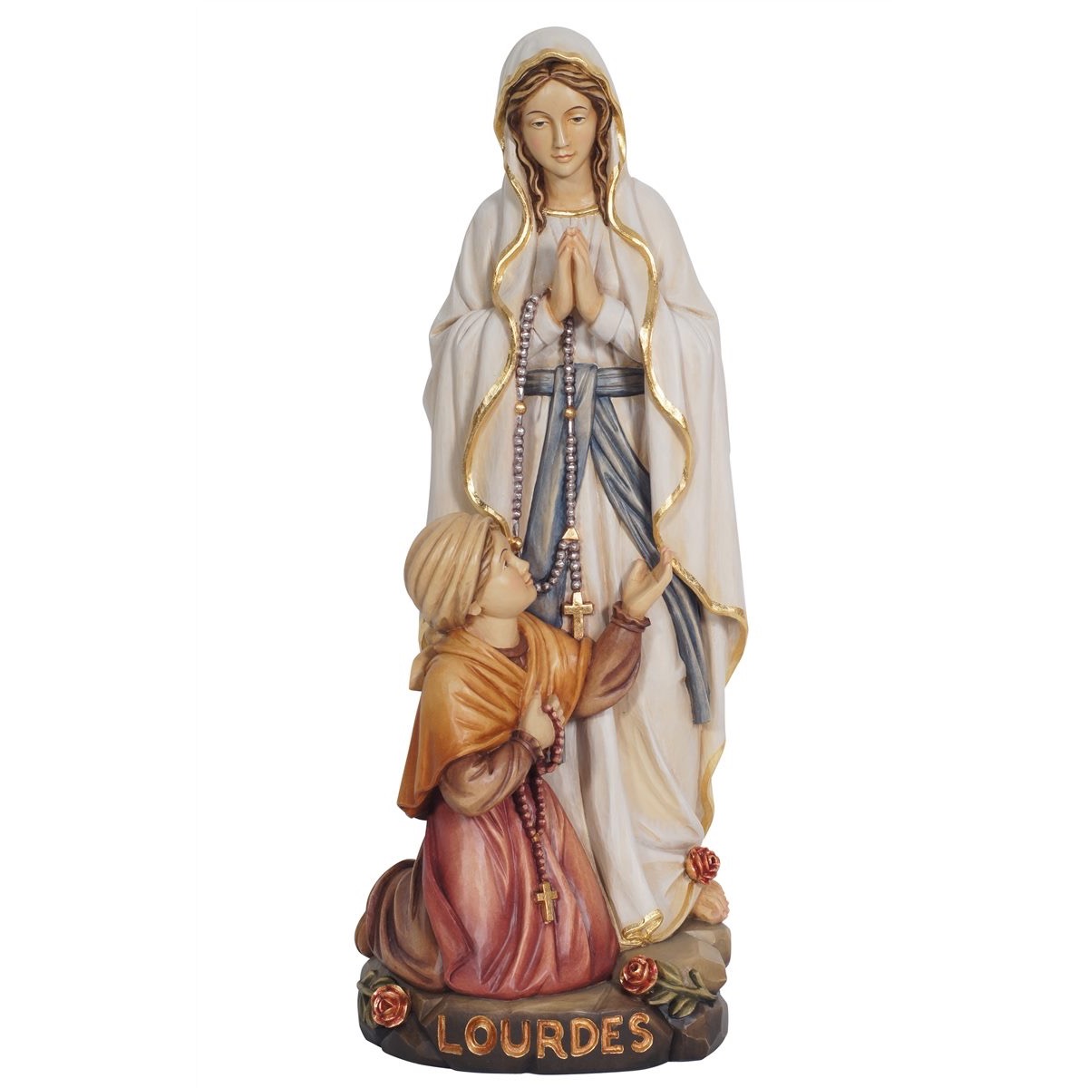 IC02STA005 阿尔卑斯木雕-露德圣母与伯尔纳德(Our Lady of Lourdes)-彩色-多尺寸 - 图片 1