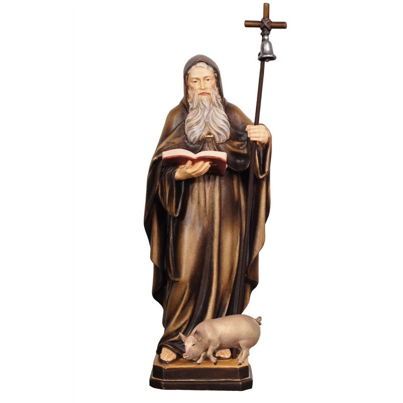 阿尔卑斯木雕-圣安多尼院长（St Anthony the Abbot）-彩色-多尺寸