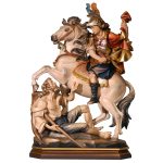 阿尔卑斯木雕-骑马的圣玛尔定（St Martin on horse）-彩色-多尺寸