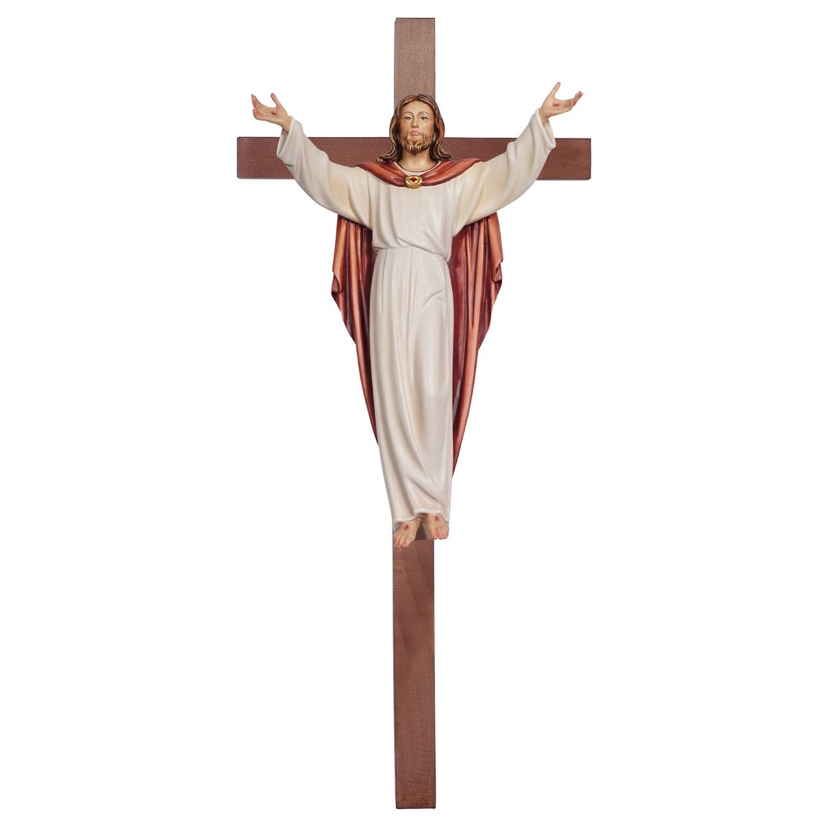 IC02STA201C 阿尔卑斯木雕-直十字架上的复活基督(Risen Christ on cross)-彩色-多尺寸 - 图片 1