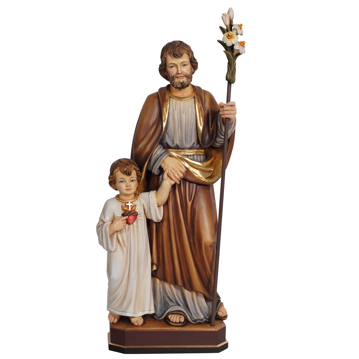IC02STA205C 阿尔卑斯木雕-圣若瑟与圣婴耶稣(St Josef with Jesus as boy)-彩色-多尺寸 - 图片 1