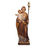 阿尔卑斯木雕-圣若瑟抱圣婴与百合花（St Joseph with Child and guild）-彩色-多尺寸