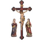 阿尔卑斯木雕-达芬奇巴洛克十字架受难组（Crucifixion group Leonardo cross baroque）-彩色-多尺寸
