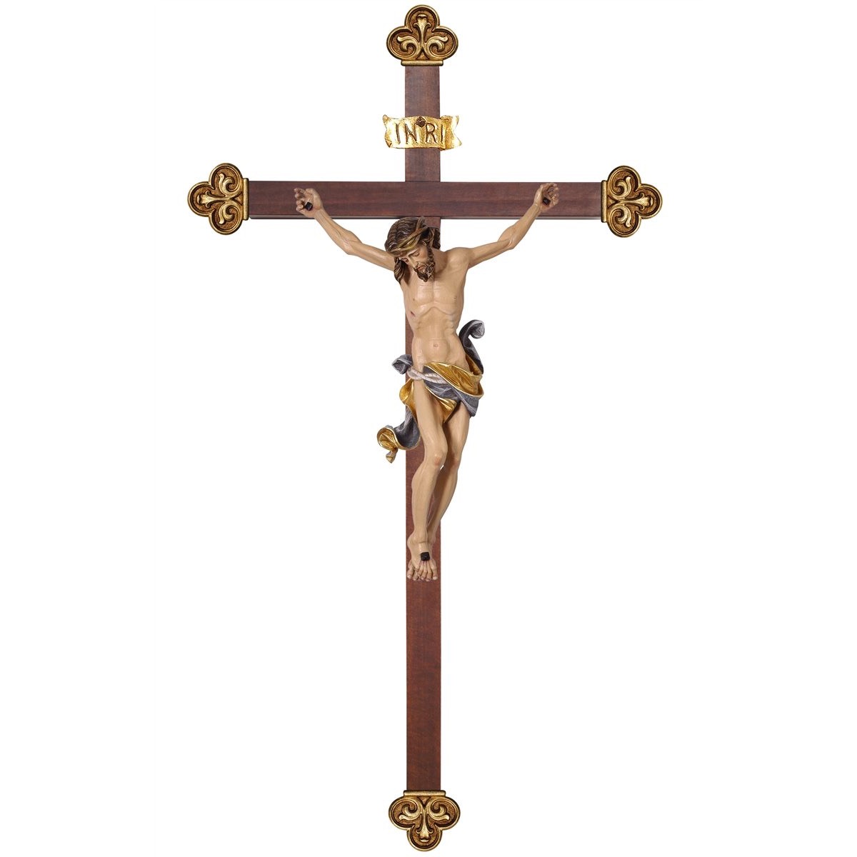 IC02STA238C 阿尔卑斯木雕-达芬奇巴洛克十字架基督(Corpus Leonardo cross baroque)-彩色-多尺寸 - 图片 1