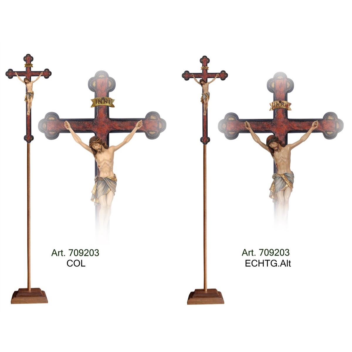 IC02STA256C 阿尔卑斯木雕-锡耶纳仿古巴洛克游行十字架(Processional Cr Siena cross baroque antique)-彩色-多尺寸 - 图片 1