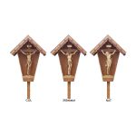 阿尔卑斯木雕-耐水树脂木底座上的达芬奇基督（Corpus Leonardo on field cross larch weatherproof）-彩色-多尺寸