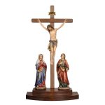 阿尔卑斯木雕-底座式锡耶纳受难组（Crucifixion group Siena cross standing）-彩色-多尺寸