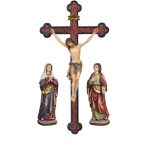 阿尔卑斯木雕-锡耶纳巴洛克十字架受难组（Crucifixion group Siena cross baroque）-彩色-多尺寸