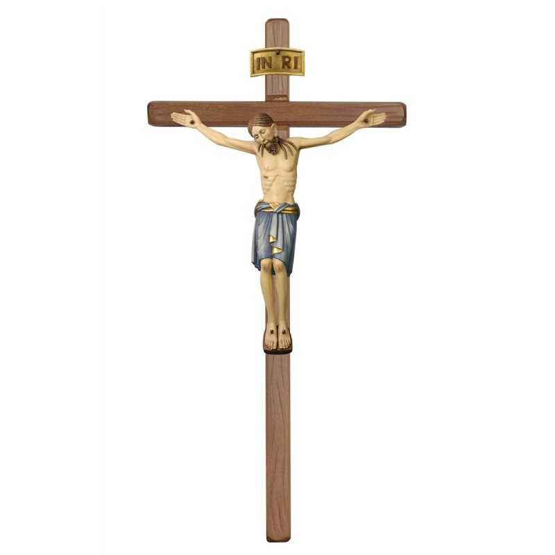 阿尔卑斯木雕-圣达弥盎直式十字架基督（Corpus S Damiano cross straight stained）-彩色-多尺寸