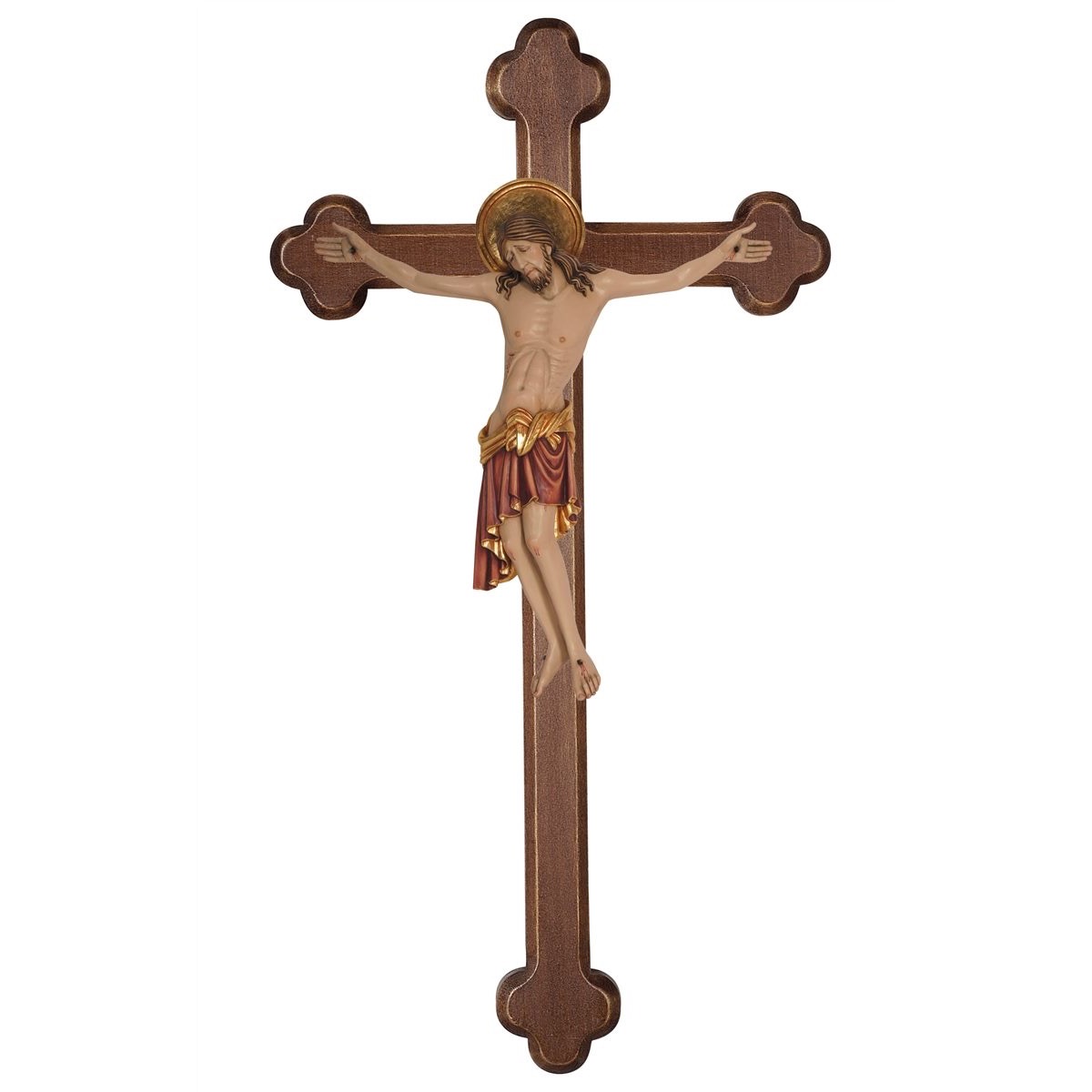 IC02STA280C 阿尔卑斯木雕-契马布埃乌黑巴洛克十字架基督(Corpus Cimabue cross baroque stained)-彩色-多尺寸 - 图片 1