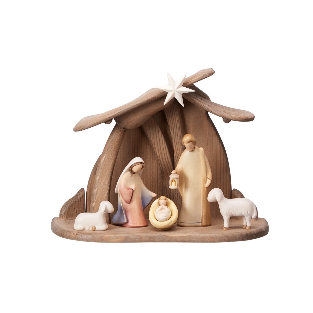 阿尔卑斯木雕-莱奥纳多7件圣家马槽套装（Leonardo Nativity Set）-彩色-多尺寸
