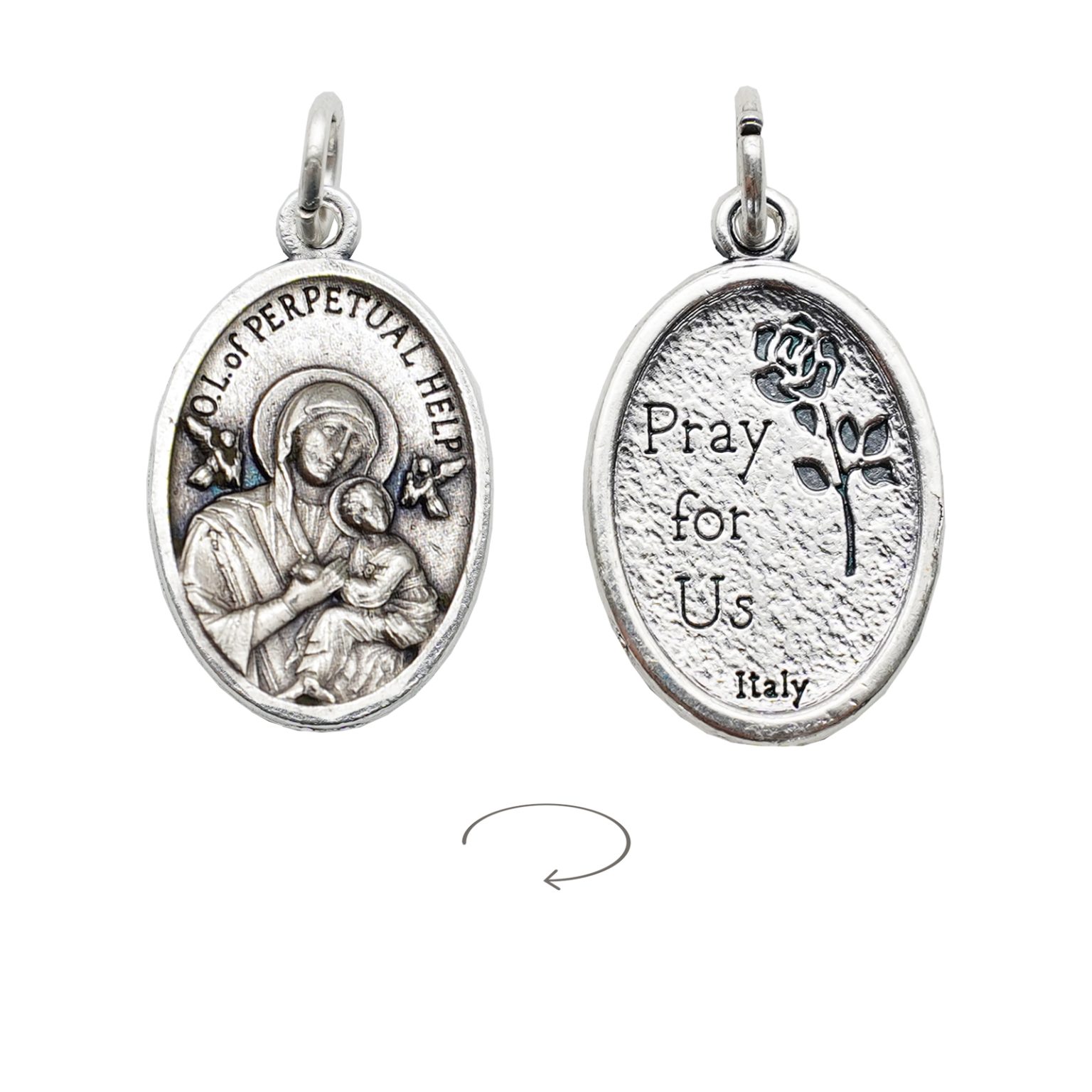 DIY小吊牌-永援圣母+Pray For Us-锌合金-2.2x1.6cm