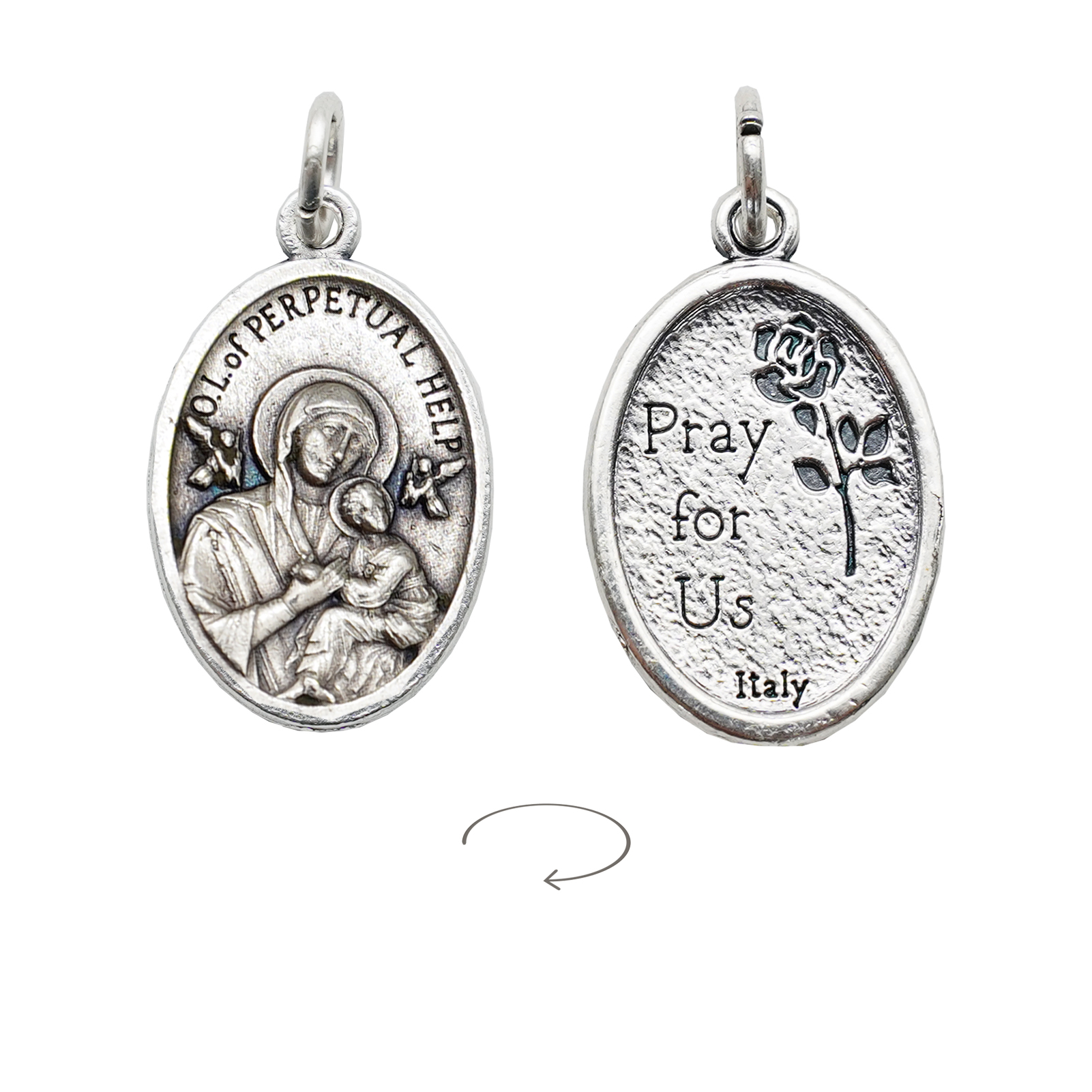 DIY小吊牌-永援圣母+Pray For Us-锌合金-2.2x1.6cm