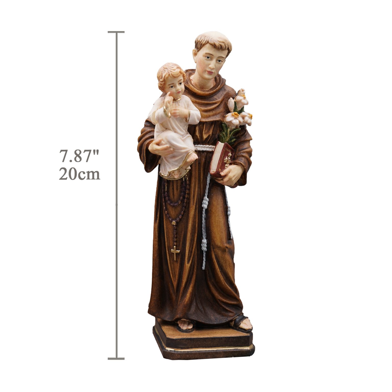 【现货】阿尔卑斯木雕-圣安多尼抱耶稣-彩色-20cm